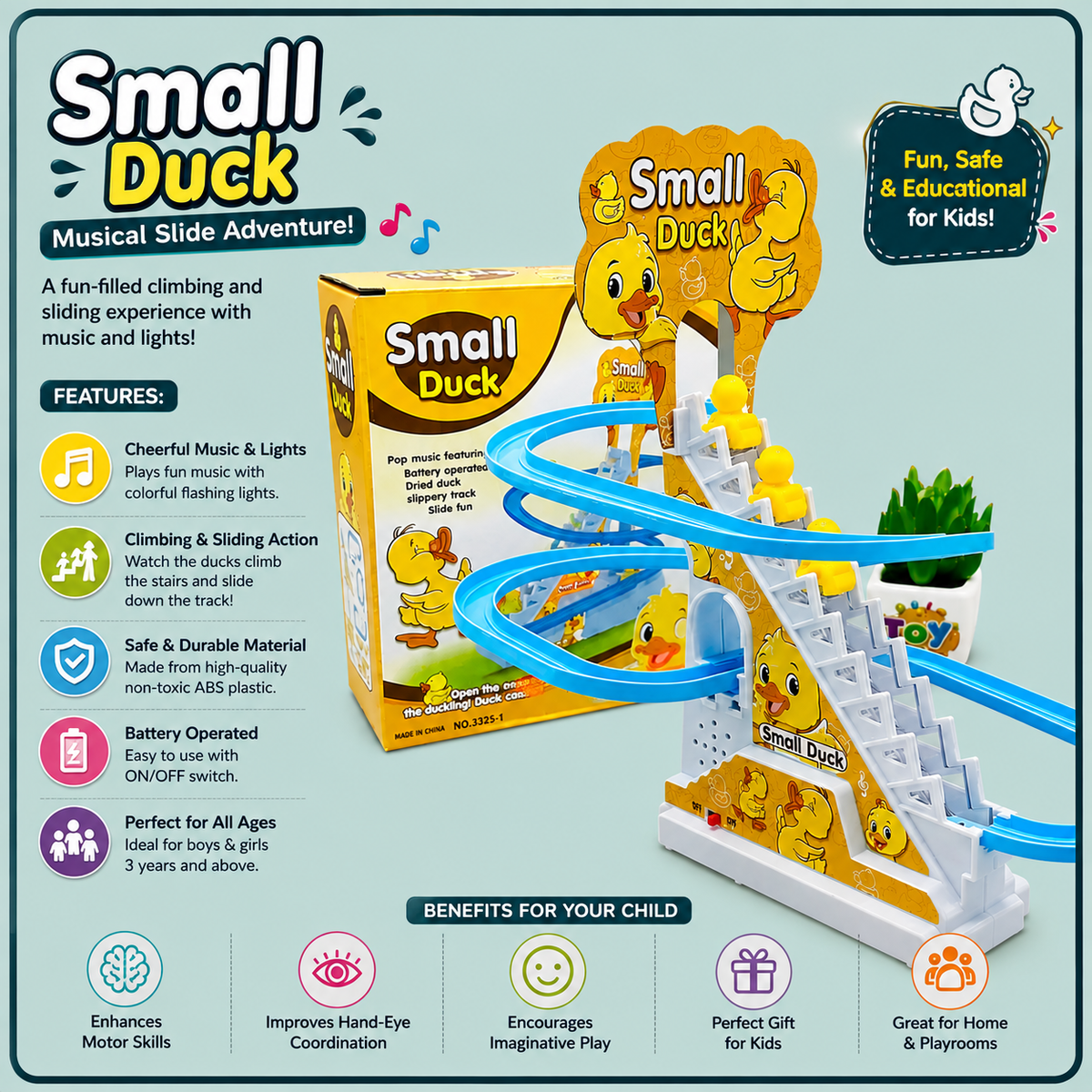 🐥Kids favourite Duck Musical Slide Toy