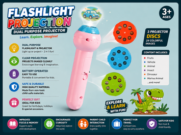 🔦 Flashlight Projection Toy – 2-in-1 Learning Projector for Kids